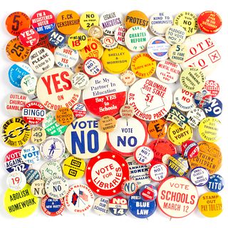 75 Vintage Ballot Issue Buttons Pinbacks