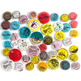 44 Vintage Native American Causes Buttons Pinbacks