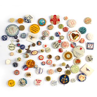 70 Various Antique and Vintage Buttons Pinbacks