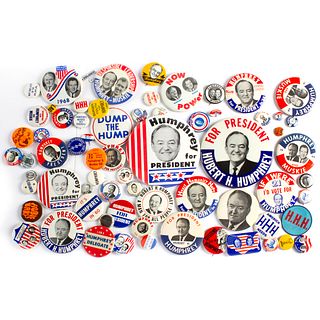 60 Vintage Hubert Humphrey Presidential Campaign Buttons