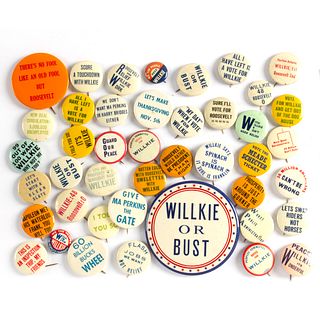 Group of 40 Wendell Wilkie Anti Roosevelt Campaign Buttons
