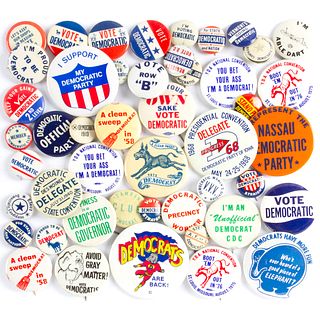 45 Vintage Vote Democrat Election Buttons