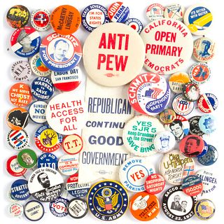 60 Antique Vintage Political and Other Subjects Buttons