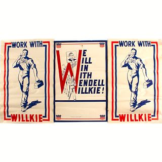 3 Vintage Wendell Wilkie Presidential Campaign Posters