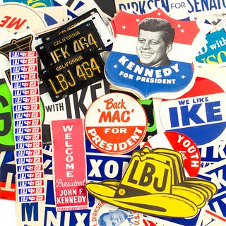 Large Group of 1960s Political Campaign Decals & License Plates