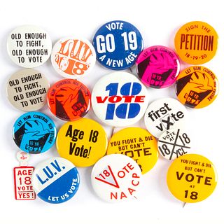 18 Vintage 18 Years Old Vote Buttons