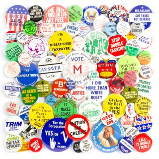 75 Vintage Anti Tax Issue Protest Buttons