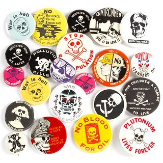 20 Vintage Varied Issue Skull Buttons Pinbacks
