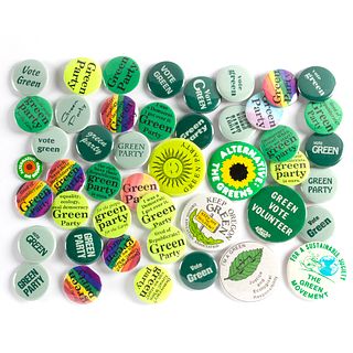 45 Vintage Green Party Political Buttons