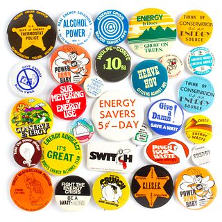 30 Vintage Energy Conservation Buttons