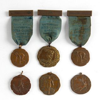 6 Antique Lutheran Track Athletic Competition Medals