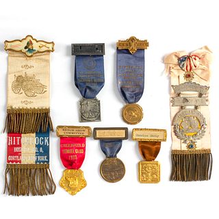 7 Antique Fire Department Ribbons