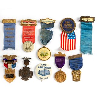10 1909 - 1920 Republican Convention Ribbons Medals