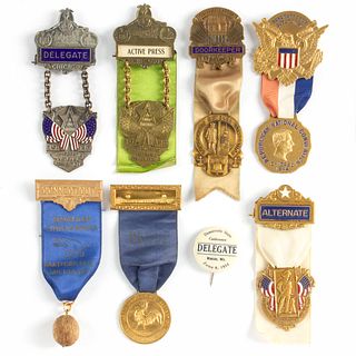 7 Vintage 1936 - 1948 Democratic Convention Ribbons 