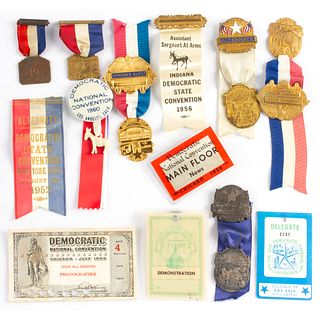 14 1950 - 1964 Democratic Convention Ribbons Medals