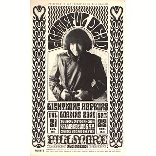 Vintage Grateful Dead Lightning Hopkins Fillmore Poster