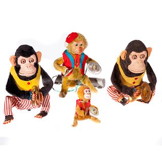 Four Vintage Japan Cymbal Monkey Toys