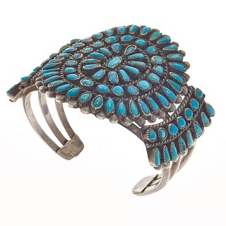 Turquoise Zuni Needlepoint, Sterling Silver Bracelet