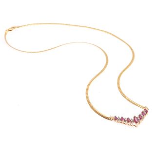 Diamond, Ruby, 14k Yellow Gold Necklace