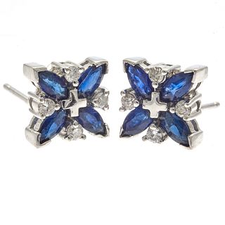 Pair of Diamond, Sapphire, 14k Earrings, Michael C. Fina