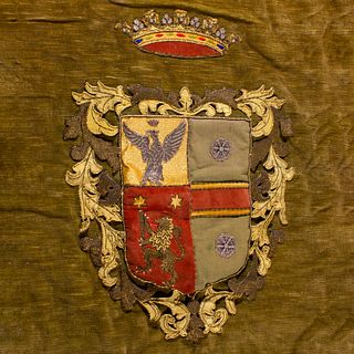 19th Century Stumpwork Heraldic Crest