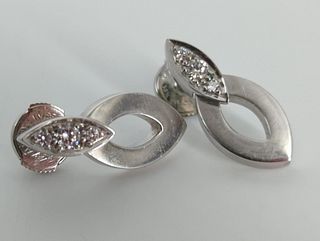 One Pair Of 18kt White Gold & Diamond Cartier Earrings