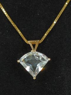 14kt Yellow Gold Necklace With A 14kt Gold & Gemstone Pendent