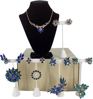 Blue Rhinestone & Crystal Fashion Jewelry