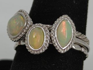 Three Sterling Silver & Opal Rings