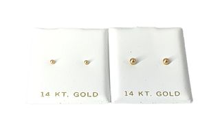 Two Pair Gold Bead Earrings