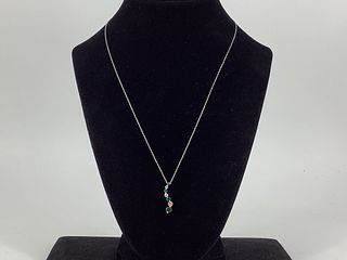 14kt White Gold & Gemstone Necklace With Pendant