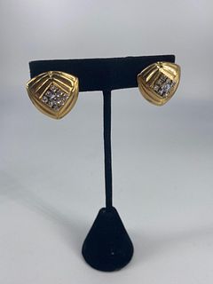 14kt Yellow Gold & Diamond Clip On Earrings