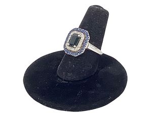 14kt White Gold, Diamond & Sapphire Ring
