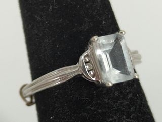 10kt White Gold Gemstone & Diamond Ring