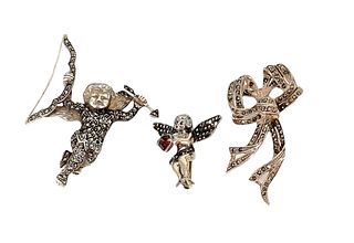 Sterling Silver & Marcasite Pins