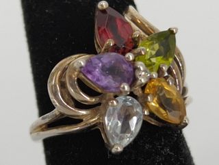 Sterling Silver & Multi-Colored Gemstone Ring