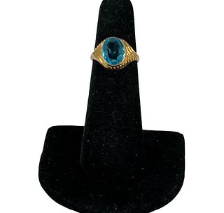 10kt Yellow Goldf & Blue Stone Ring