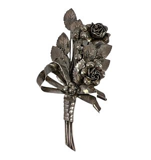 Vintage Sterling Hobe Bouquet of Flowers Pin