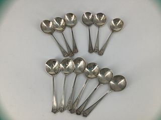 12 Sterling Silver Soup Spoons