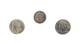 Three U.S. Silver Dollar Coins