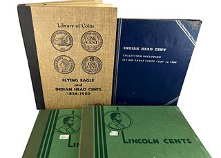 Four U.S. One Cent Coin Albums With Contents