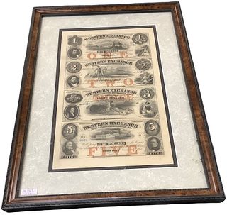 1857 Western Exchange Uncut Sheet of Obsolete Notes