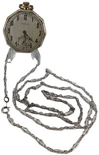 Hamilton Pocket Watch (W/M) with Silver Chain (W/M)