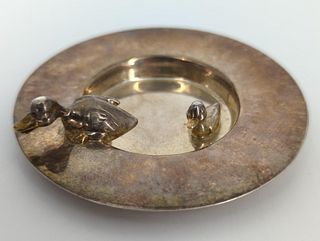 One Small Sterling Silver Tray With Ducks