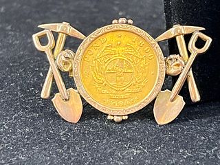Antique Gold Coin Pin