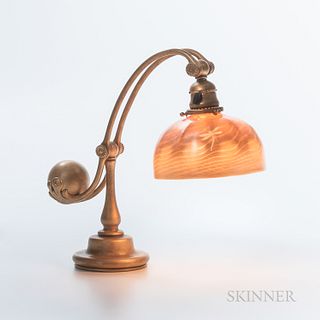 Tiffany Studios Counter-balance Desk Lamp with Intaglio-carved Favrile Shade