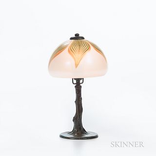 Boudoir Lamp with Pulled Feather Glass Shade