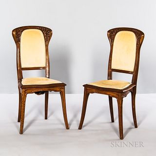 Pair of Art Nouveau Side Chairs Attributed to Emile Andre (1871-1933)