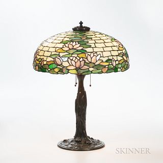 Duffner & Kimberly Table Lamp with Water Lily Mosaic Glass Shade