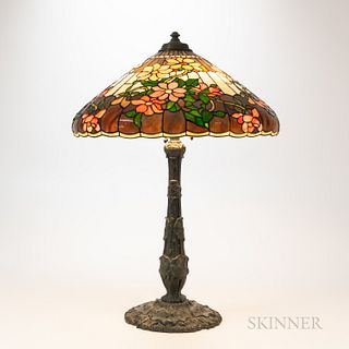Wilkinson Table Lamp with Floral Mosaic Glass Shade